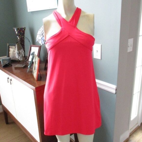 Fabletics Hot Coral Mini Length Chicago Dress Small - Picture 2 of 5